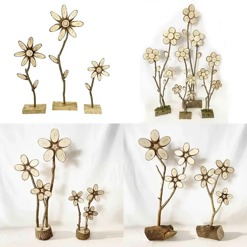 for Chinese Wooden Decorations Garden Forest Easter Pastoral Window Wedding Decorative Props
