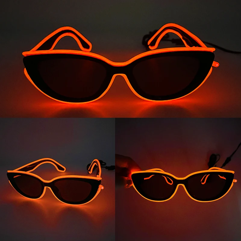 Cool Retro glowing Cat Eye Sunglasses Women fashion Sunglasses led light up Sunglasses for nightclub party music festival props