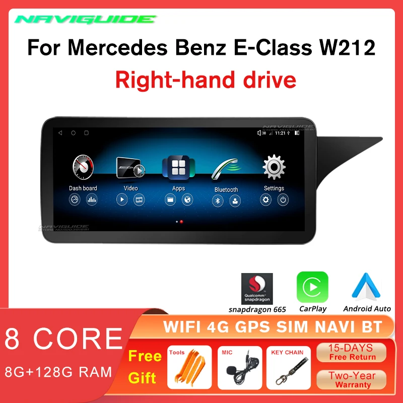 

NAVIGUIDE 10.25'' Android 12 Car Radio For Mercedes E Class W212 RHD 2013-2016 Carplay Auto Stereo Multimedia Player 4G Wifi BT