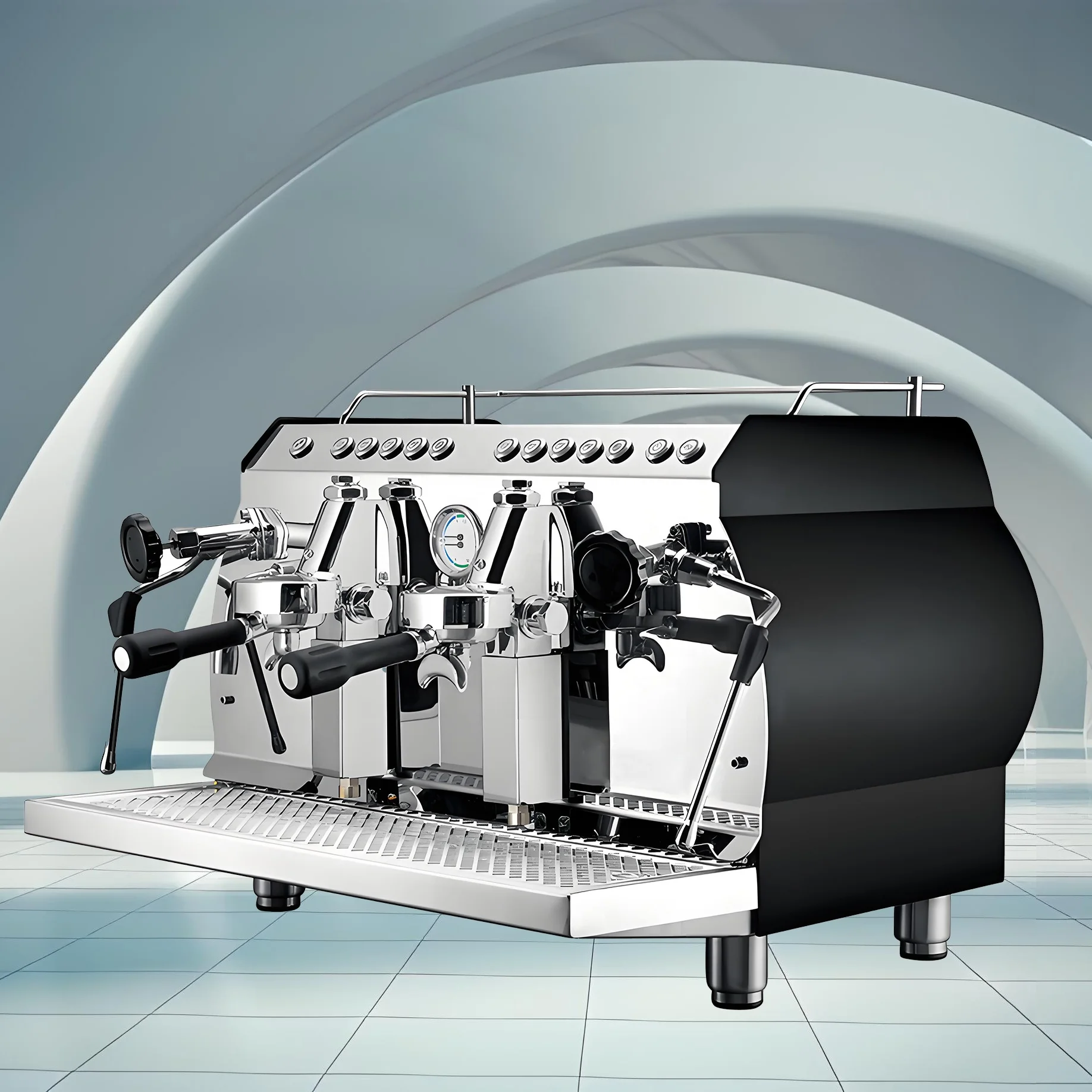 Professionelle E61 Zwei-Gruppen Latte Cappuccino Manuelle Transformator Brühkopf Espresso Kaffeemaschine Kaffeemaschine