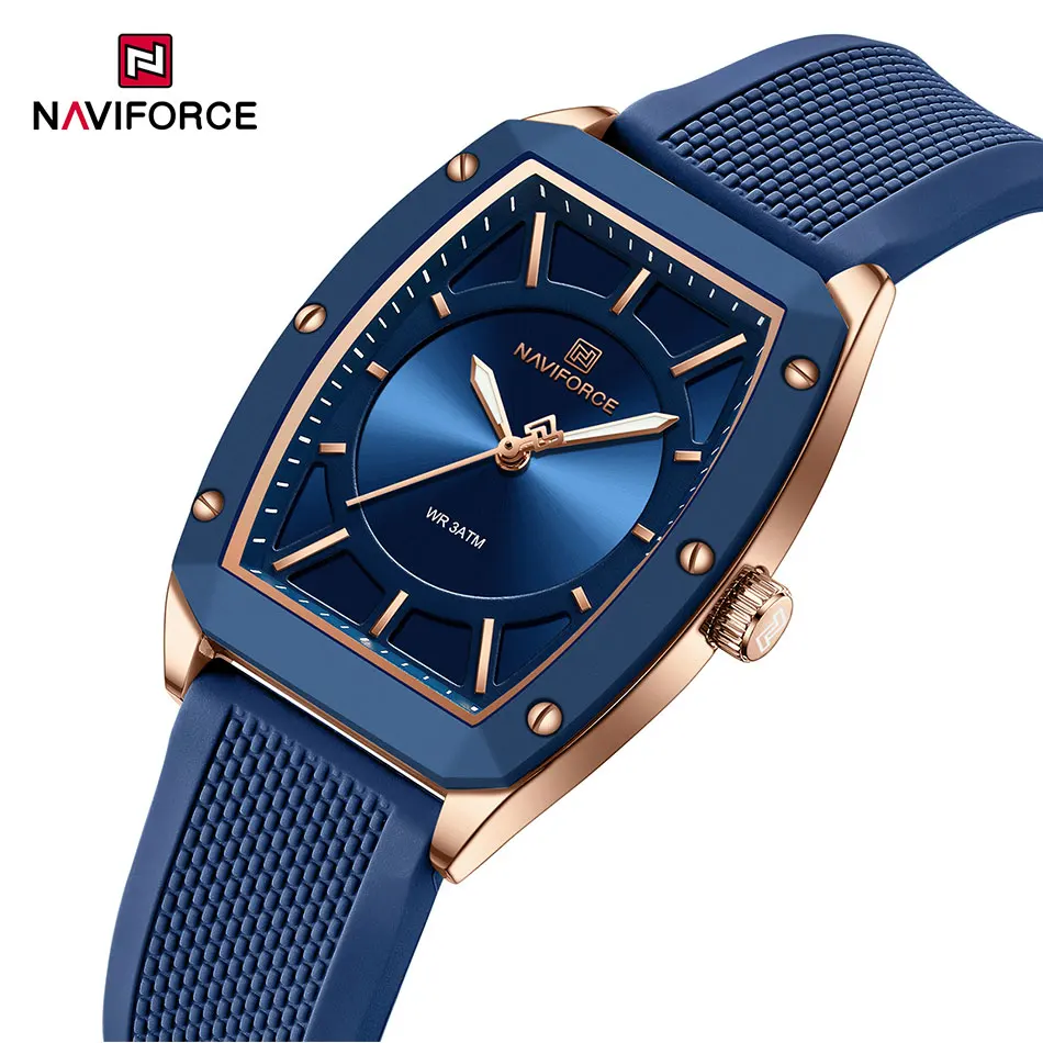 NAVIFORCE Top Brand Women Tonneau Watches Fashion Ladies Quartz Watch Silicone Strap Gift Female Wristwatch Relojes Para Mujer