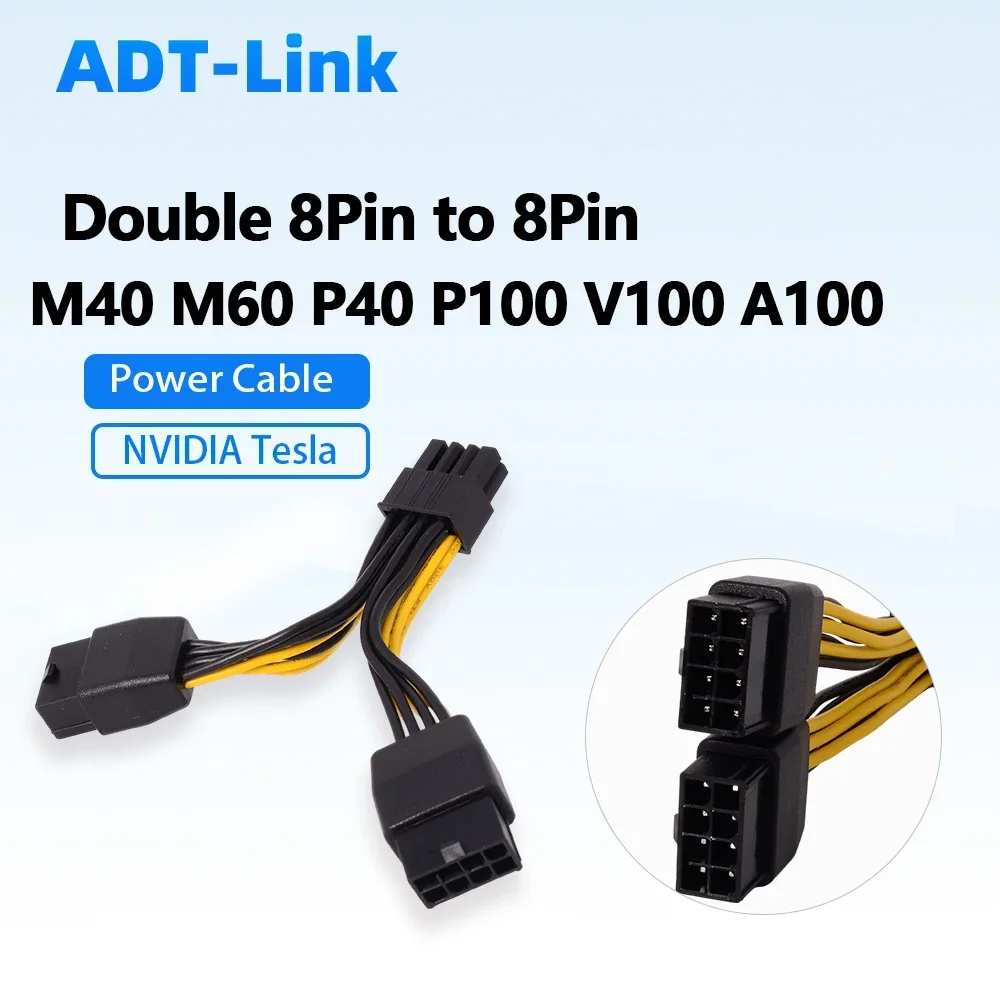Power Adapter Cable Dual Female 8Pin To 8Pin Male for NVIDIA Tesla Graphics Card M40 M60 P40 P100 V100 A100 K80 M60 A800 GPU