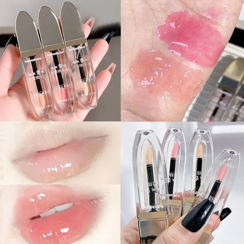 Jelly Color Changing Lip Oil Moisturizing Clear Pink Lip Gloss Temperature Change Liquid Lipstick Reduce Lip Lines Care Makeup