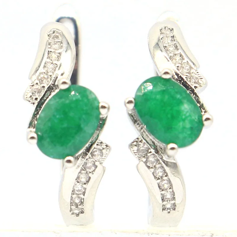 Buy 3 Get 1 Free 21x8mm Highly Recommend Real Red Ruby Green Emerald Blue Sapphire CZ Women Wedding Silver Earrings Wholesale