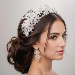 Handmade Silver Color Tiaras Headbands Wedding Hair Accessories For Bride Women Luxury Hairbands