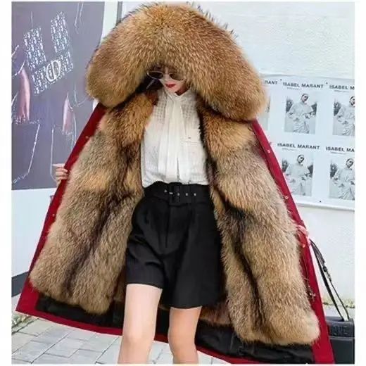 Chic Pai Overcome Winter Plus Velvet Thick Warm Parka High-End Detachable Liner Hooded Cotton-Padded Coat Women's Overcoat