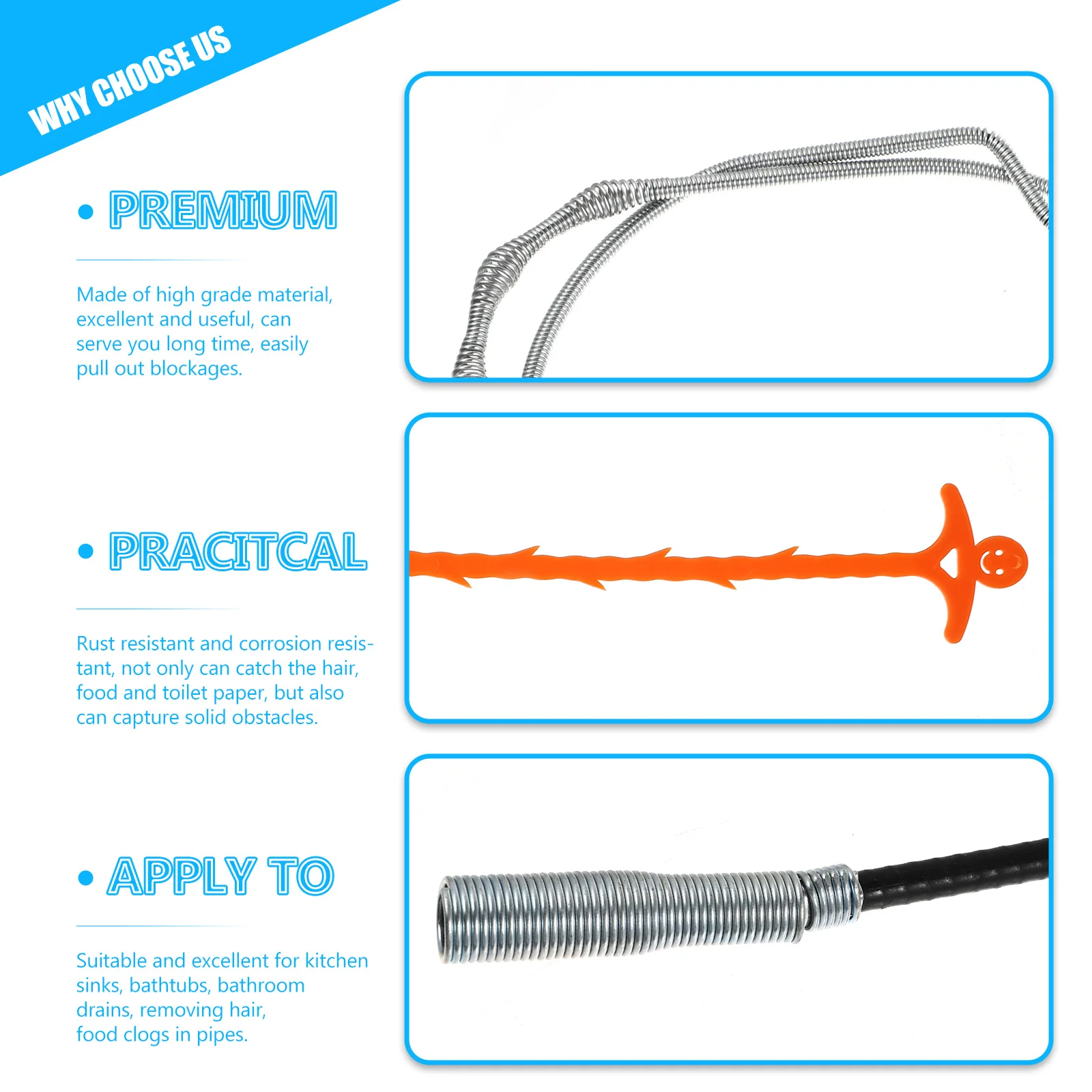 

1Set Drain Cleaner Tool for Bathrooms Kitchens Remove Hair Food Clogs Resistant Unique Design Save Effort Shower Drain