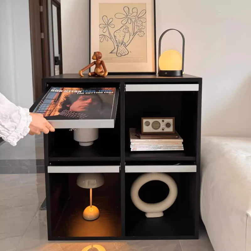 

Bookshelf Black Flap Lattice Cabinet Pierre Cabinet Living Room Antique Cabinet Vinyl Record Cabinet Nordic Bookcase