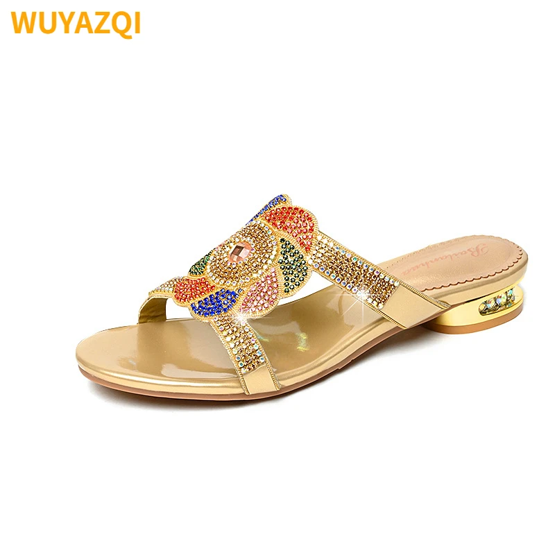 

WUYAZQI Sandals women's new high heel crystal inlaid diamond Women's beach shoes fashion Bohemian women's shoes