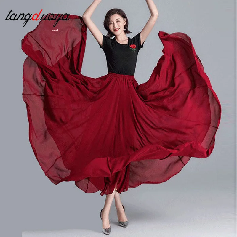 720 Degree Chiffon Half Skirt Ballet Belly Dance Women Skirt Long Skirts Dancer Practice Wear Assorted Dance Skirt