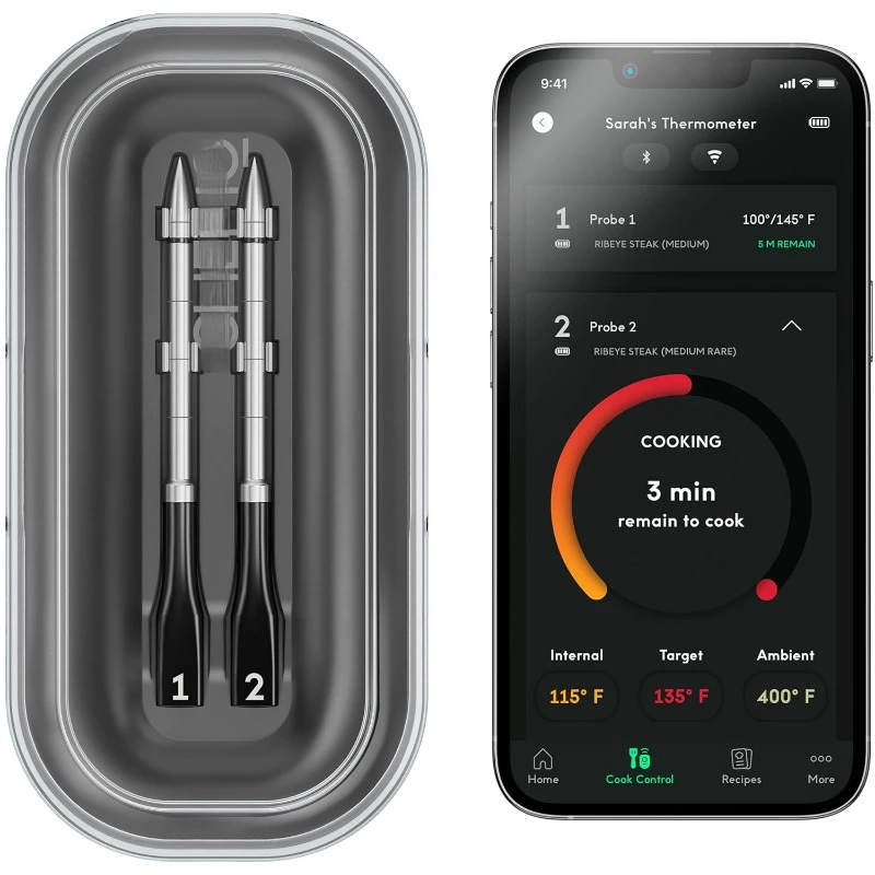 

Sense Smart Wireless Meat Thermometer with 2 Ultra-Thin Probes, Unlimited Range Bluetooth Meat Thermometer