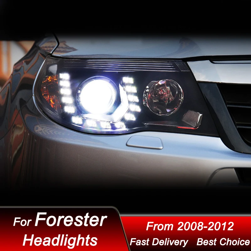 

Автомобильные фары для SUBARU Forester 2008-2012, новый стиль, полностью светодиодные автомобильные фары в сборе, обновленный комплект аксессуаров для объектива проектора