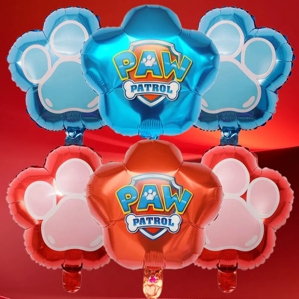 6 Stück Rosa Blaue Paw Patrol Geburtstagsballons mit Cartoon-Pfotenabdruck-Dekoration für Babyparty und Mädchen-Geburtstagsfeier