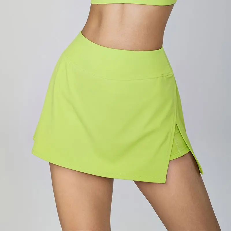 

А-образная короткая юбка с разрезом по бокам, женские облегающие брюки-кюлоты с высокой талией для йоги, тренажерного зала, бега, фитнеса, тренировок, спорта, тенниса