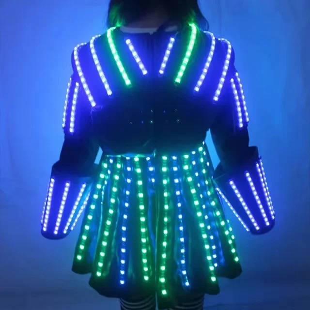 RGB Color LED Growing Robot Suit Costume Men LED Luminous Clothing Dance Wear For Night Clubs Party KTV Supplies