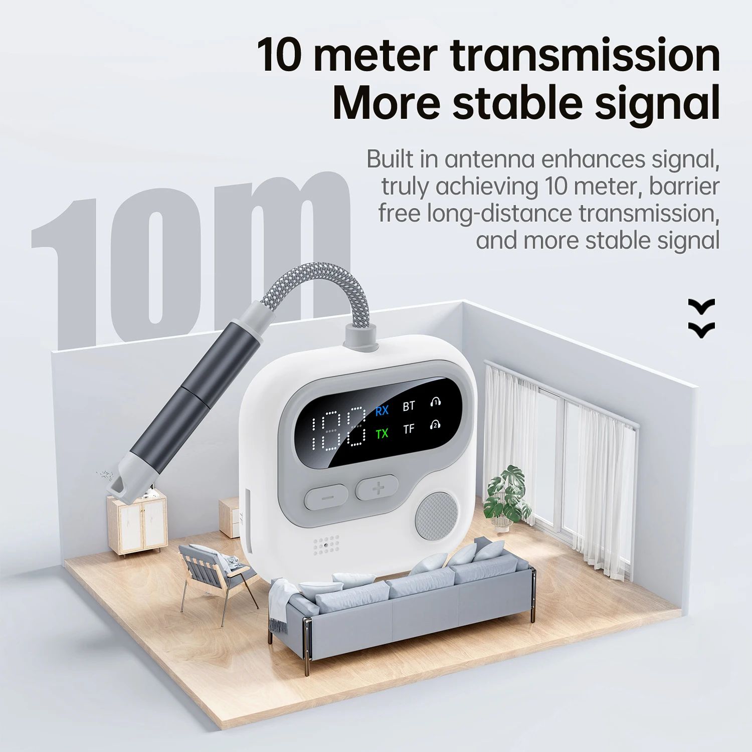 2 in 1 Bluetooth 5.4 Audio Transmitter Receiver TF Card Play 3.5MM AUX With Mic Music Wireless Adapter for Car/Home/Airplane