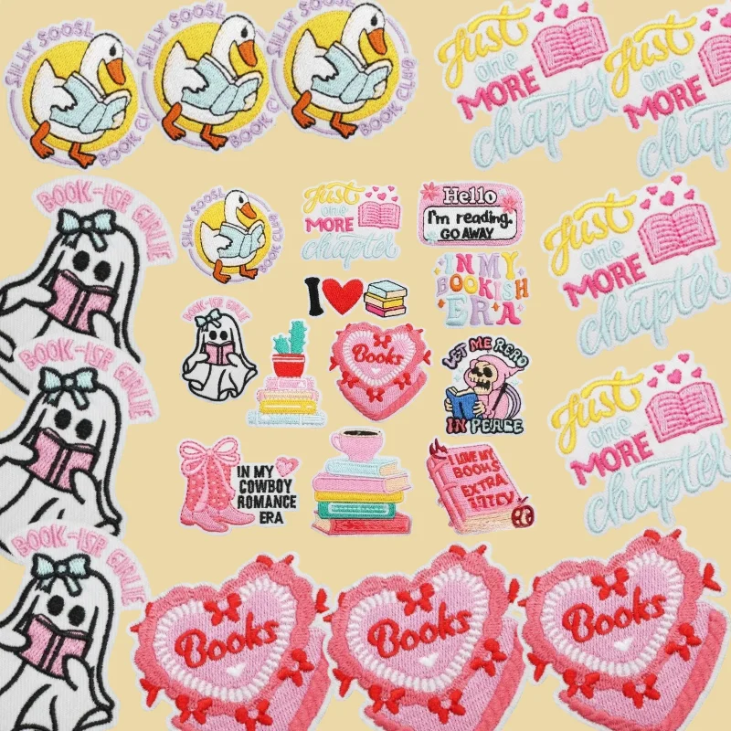 

Наклейка с нашивкой в виде черепа для чтения, украшение для одежды, сумка, книжная вышивка, тканевая наклейка, вышивка, глава Zai Love Learning Chapter