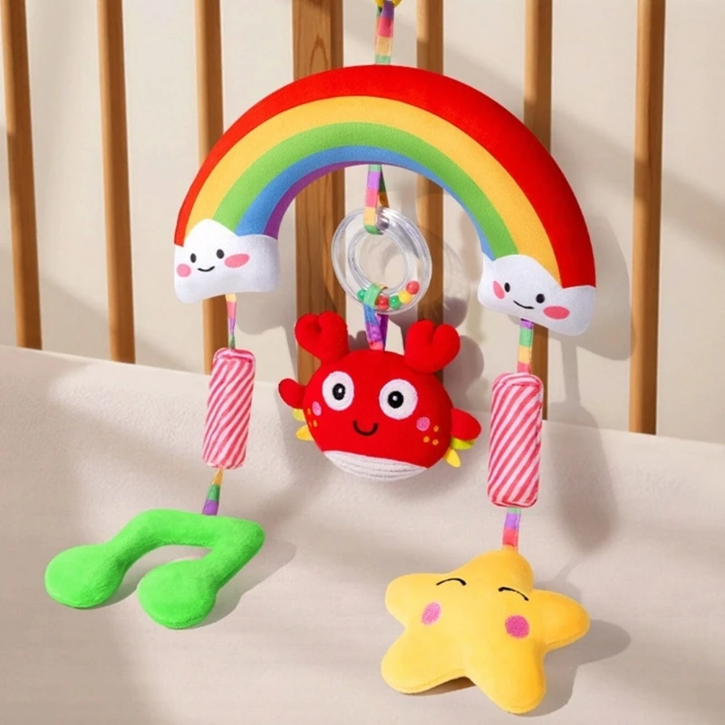 Culla mobile lenitiva arcobaleno sonaglio giocattolo accessori da appendere per seggiolino auto 15UB