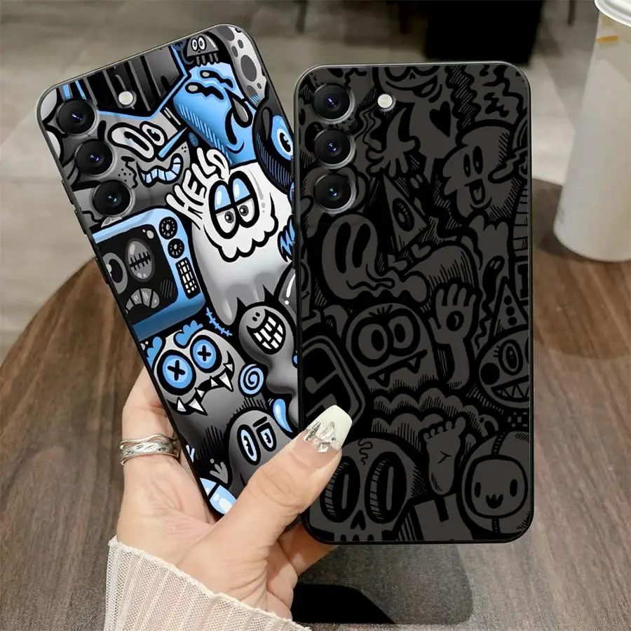 حافظة لهاتف سامسونج جالاكسي A05 A06 A40 A16 A04 A20 A13 A17 A70 A30 A15 A10 A12 A50 جرافيتي سوداء رائعة #5