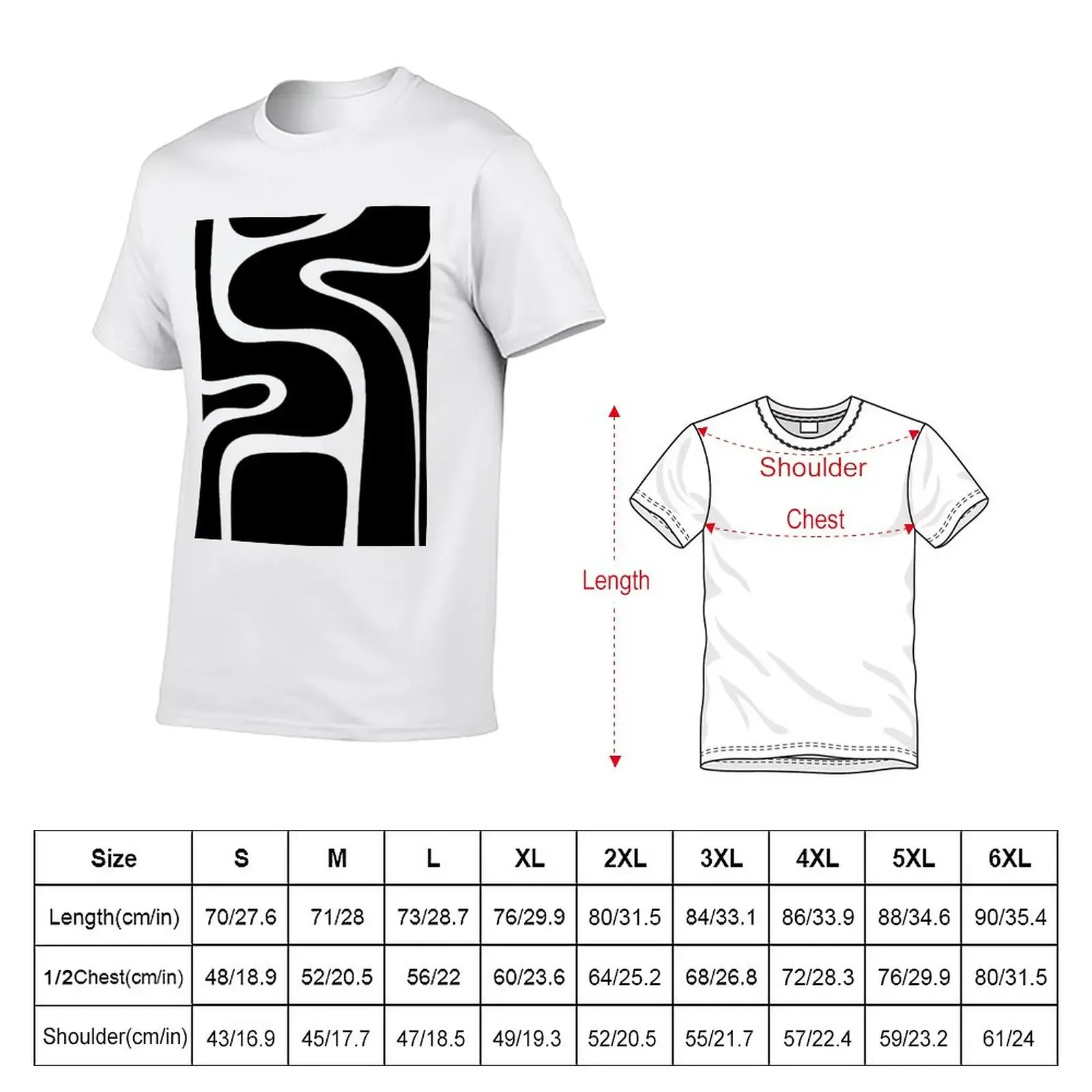 New Copacetic Retro Abstract Black and Almond Cream T-Shirt black t shirts tees summer clothes plain white t shirts men