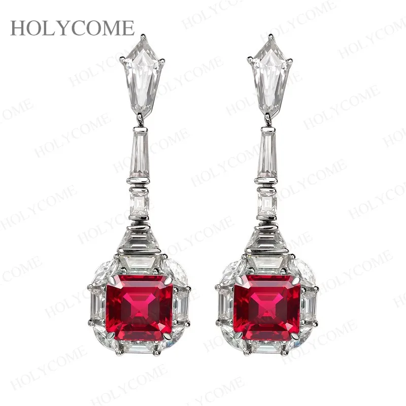 

925 Sterling Silver Lab Columbia Ruby Sapphire Custom Earrings 10K/14K/18K Gold Personalized Fine Jewelry Gifts for Women