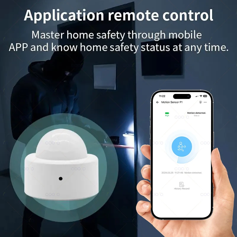 COOLO Zigbee 3,0 PIR Sensor de movimiento Detector de cuerpo humano Sensor de alarma antirrobo de seguridad para el hogar funciona con Ewelink ZHA Z2M