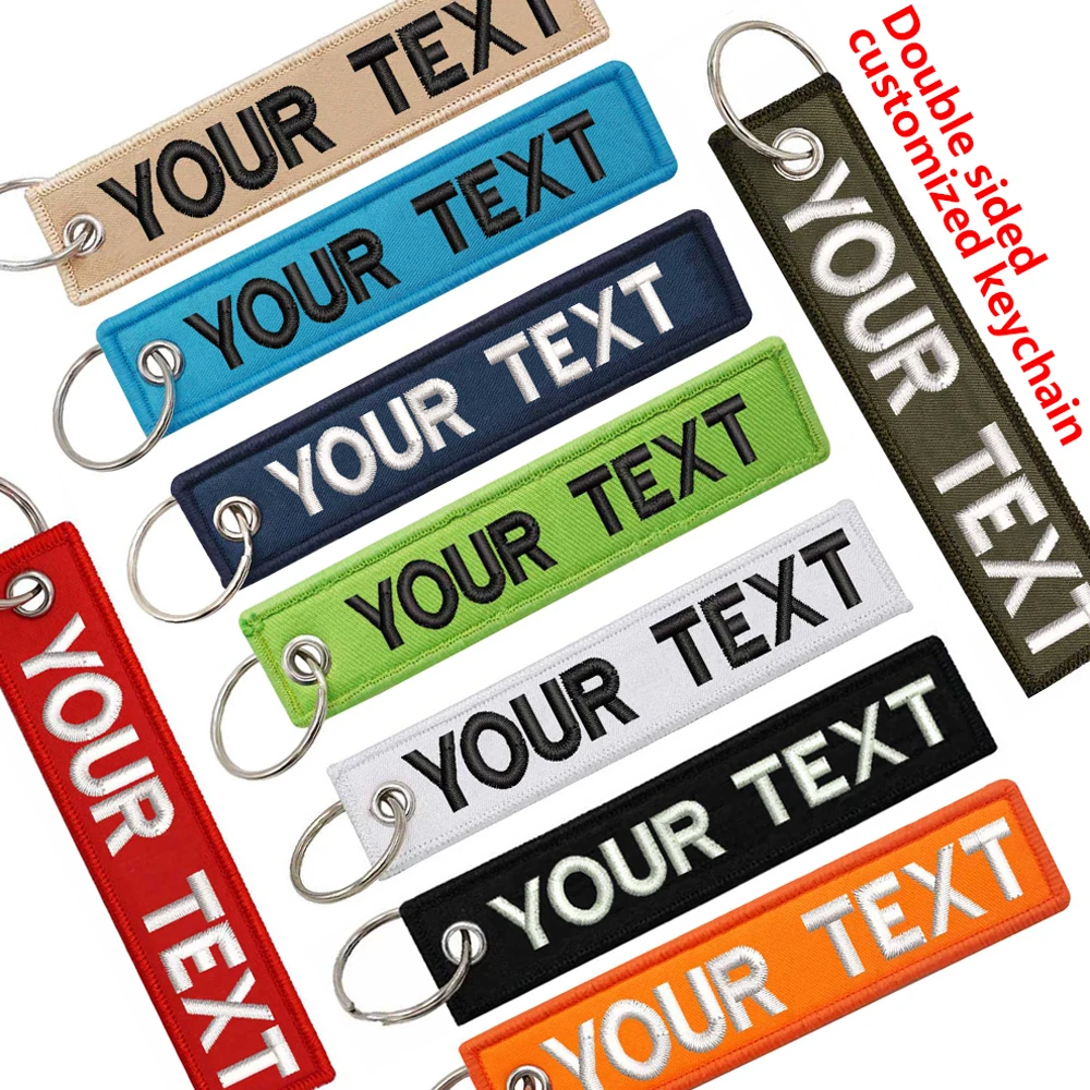 Porte-clés brodé personnalisé - Porte-clés avec nom personnalisé pour moto, voiture, sac à dos, bagages, accessoires de voyage
