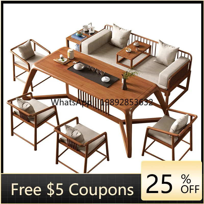 YFY New Chinese Style Classical Solid Wood Tea Table and Chair Set Simple Modern Zen Tea Brewing Table for Home Use