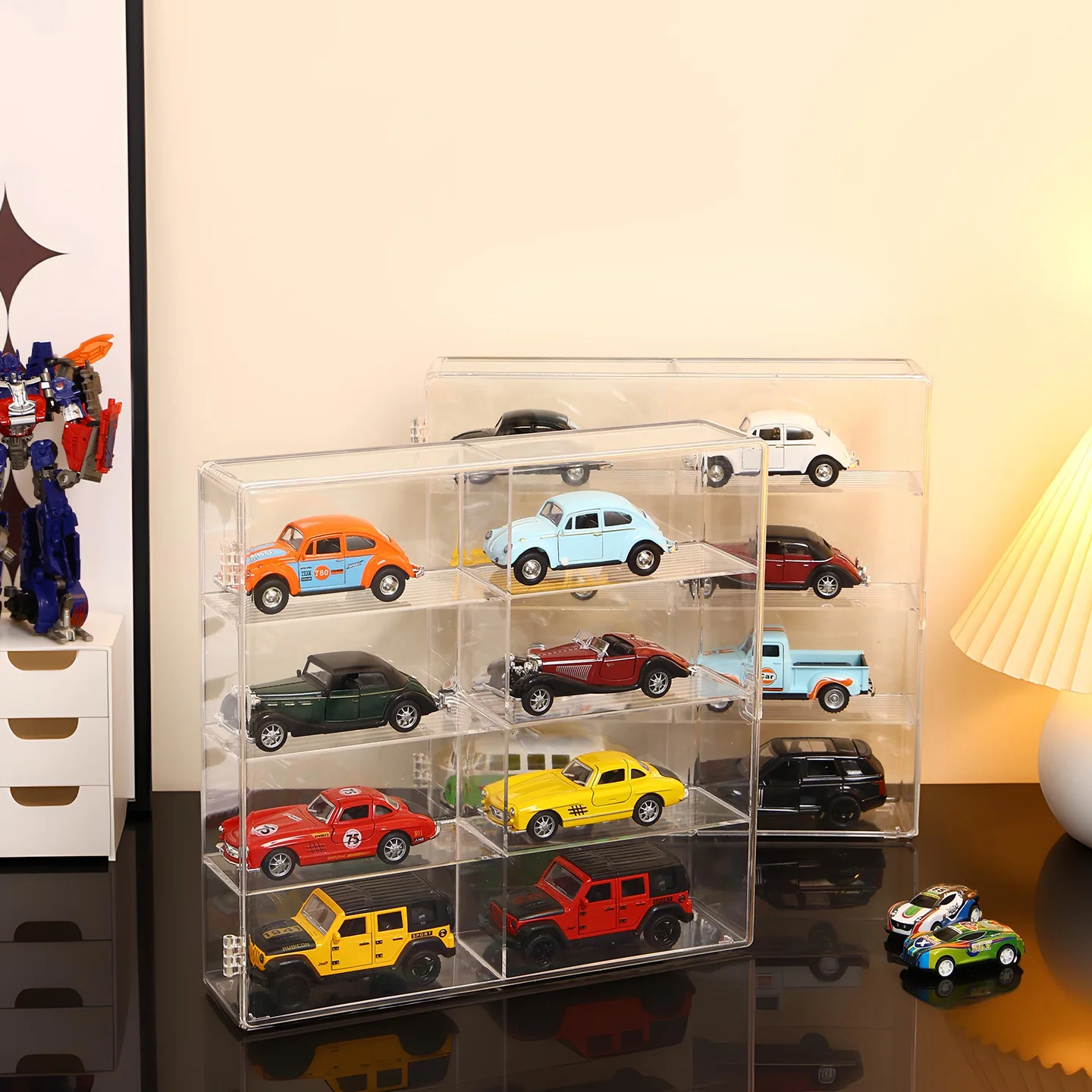 1pc Toy Car 1:64 Ratio Matchbox Wheels Transparent Acrylic Display Box Toy Car Storage Stackable Display Box