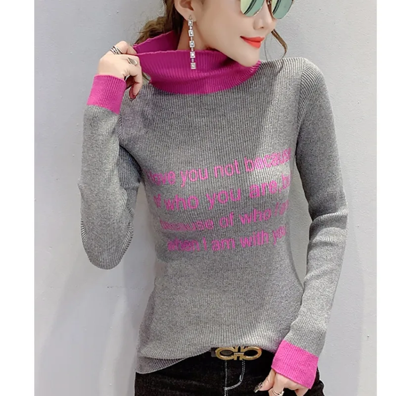 #4227 Black Grey Green Red Fashion Slim Turtleneck Women Sweater Sexy Harajuku Female Sweater Long Sleeved Basic Pullovers Women