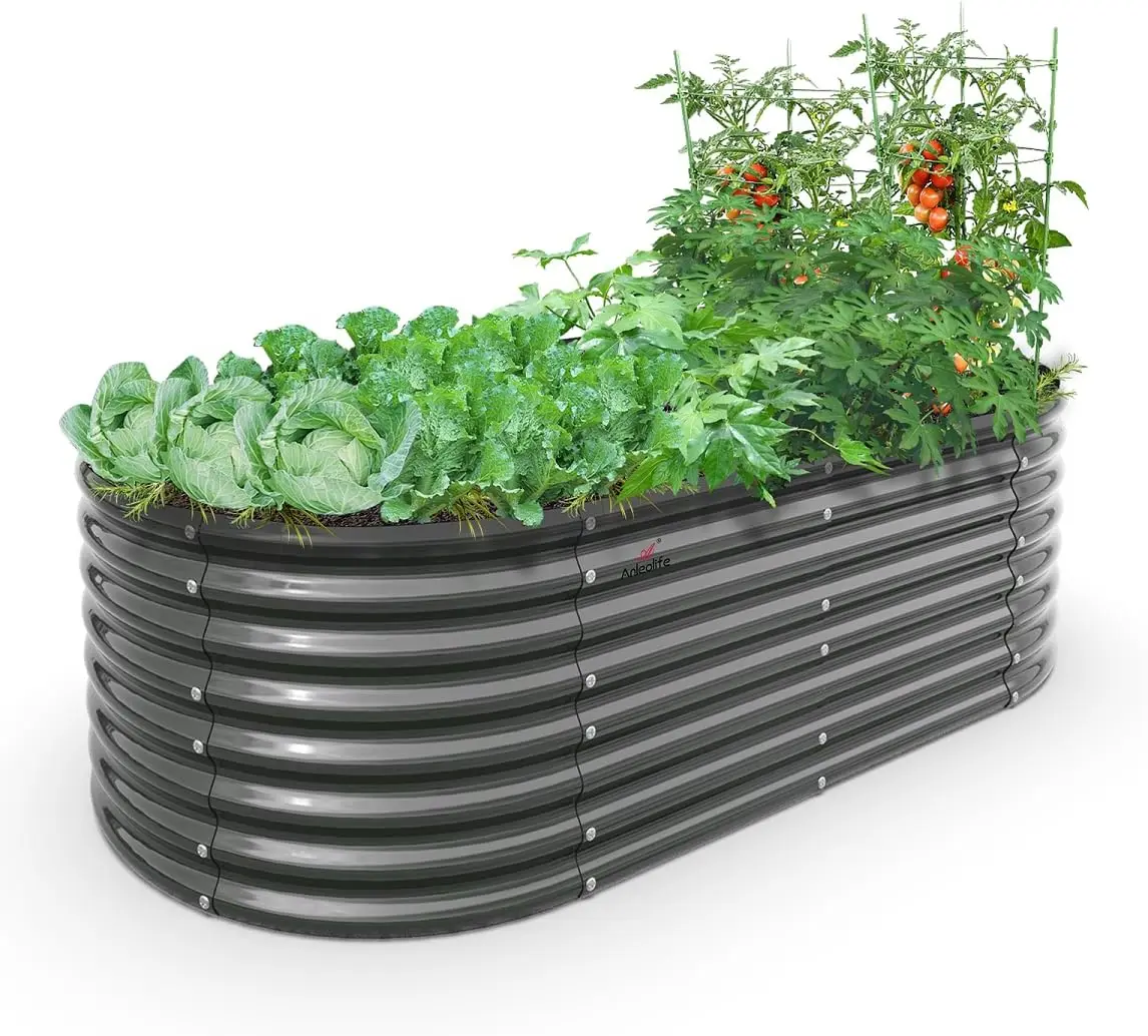 

6x3x2 Galvanized Metal Raised Garden Bed Planter Box for Plants, Vegetables, Flowers, Herbs