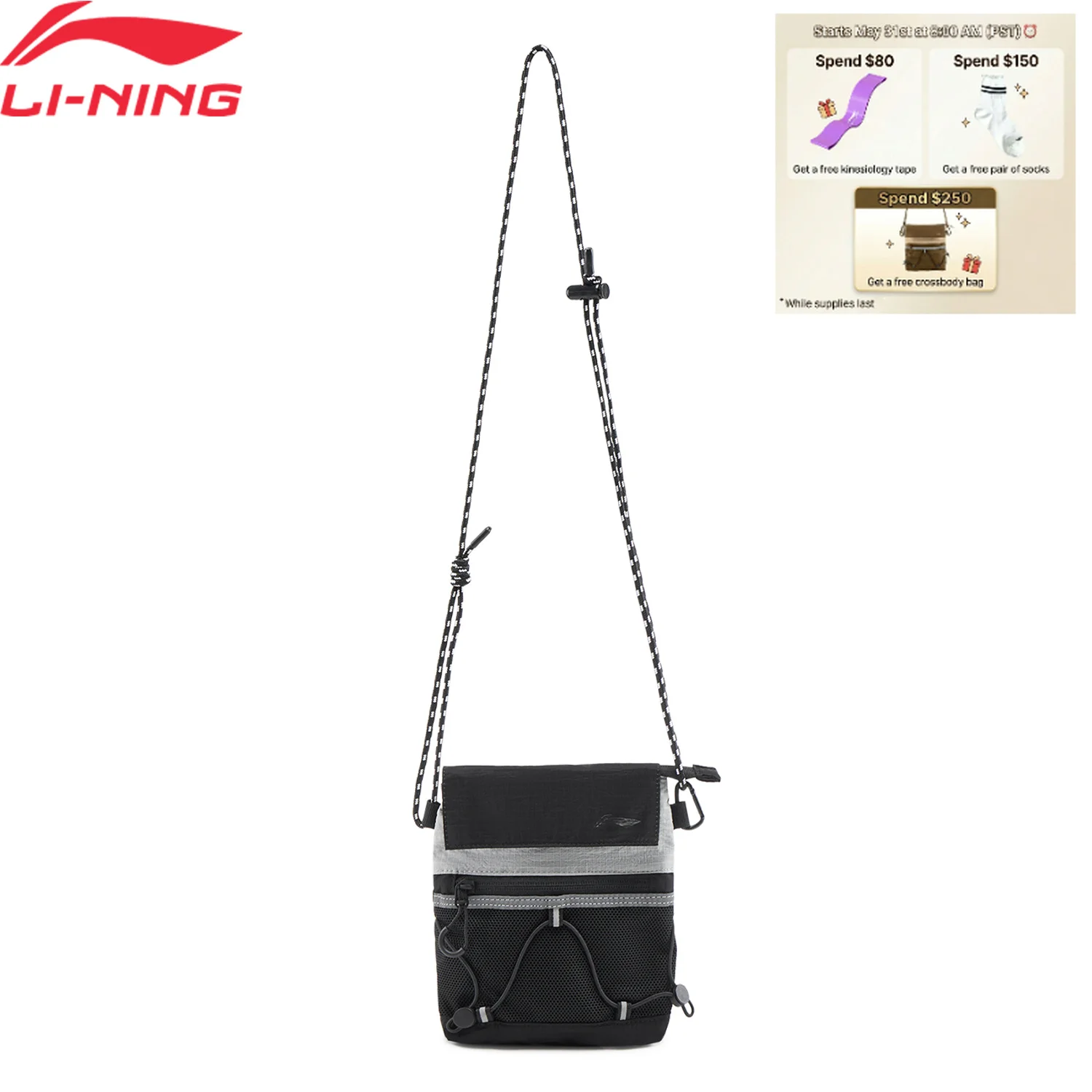 

Li-Ning Unisex Running Messenger Bag 160*50*210mm Polyamide Adjustable Strap LiNing Men Women Sports Bags ABDV221