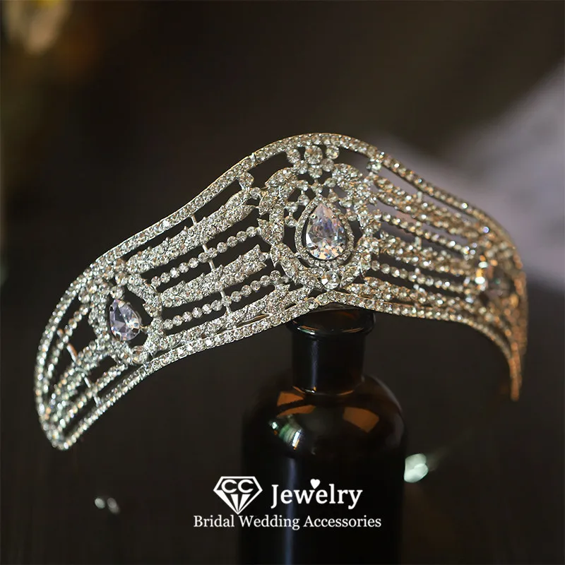 

CC Crowns for Women Wedding Accessories Bridal Dress Engagement Headpiece Shining Crystal Headbands High Quality Tiaras HS112