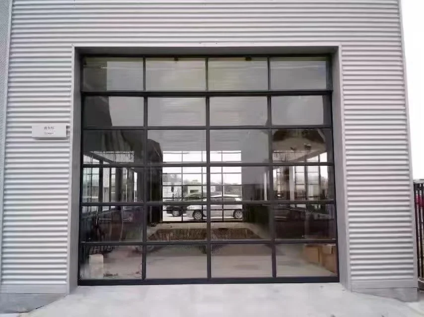 Automatic Villa Remote Control Garage Door Customized Motorized Panoramic Clear Aluminum Frosted Glass Garage Door