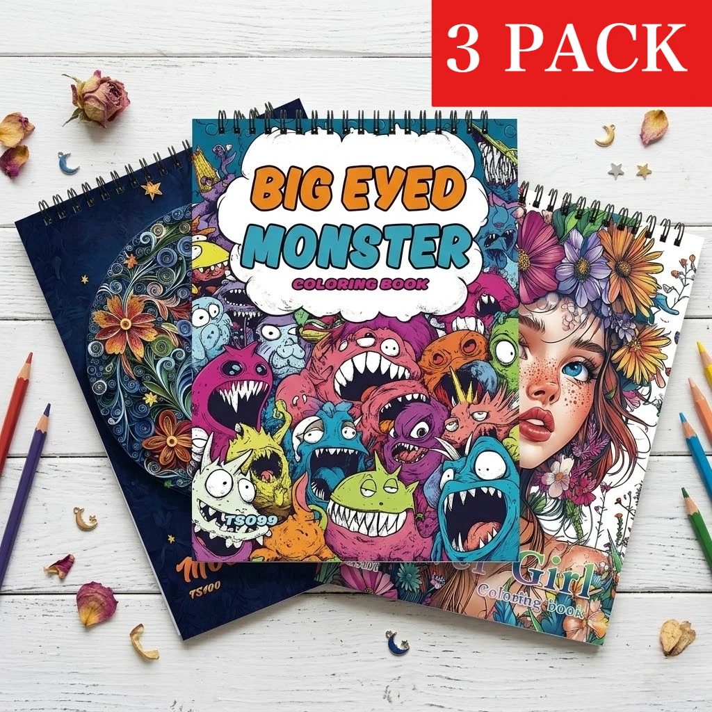 Ensemble de 3 livres de coloriage pour adultes - Design unique sur chaque page - Livres d'art de haute qualité, combinant l'art-thérapie et la formation à la pleine conscience