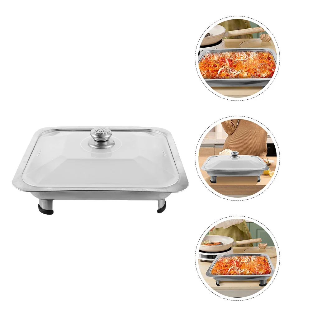 

35X27Cm Stainless Steel Chafing Dish Rectangular Food Pan Lid Buffet Server Catering Events Wedding Party Heating Tray Keep Food
