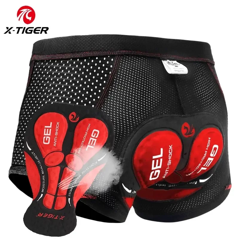 X-TIGER Cycling Shorts Breathable Mesh Cycling Underwear 5D Gel Pad Shockproof MTB Bike Shorts Men Shorts