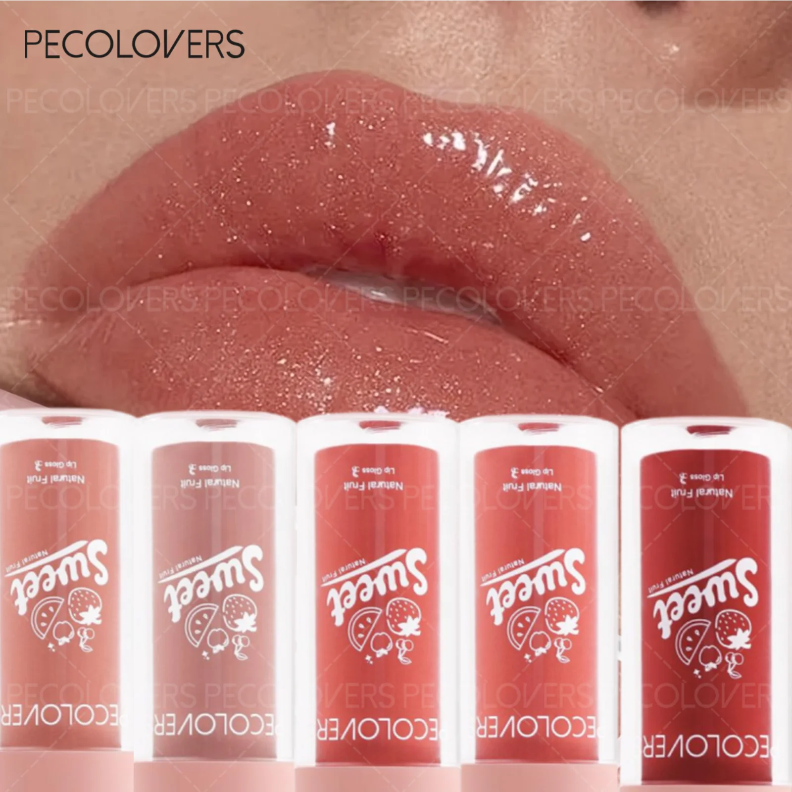 1PC Brillo Labial Líquido Hidratante Efecto Gelatina Larga Duración Rojo Cereza Rosa Sexy No Pegajoso Tinte Labial Maquillaje de Labios