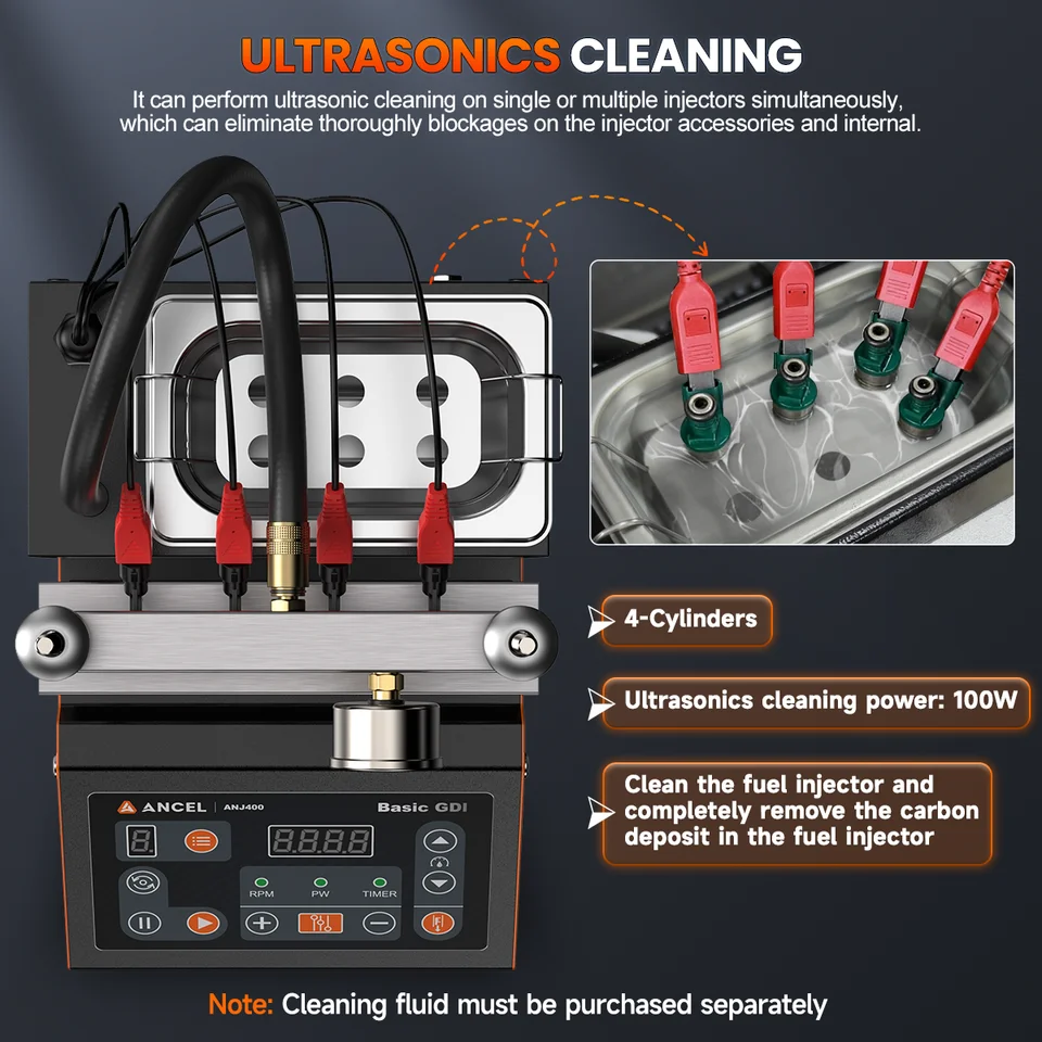 ANCEL JC200 Ultrasonic Fuel Injector Cleaner Tester 12V For Car & Motorcycle Gasoline Engines