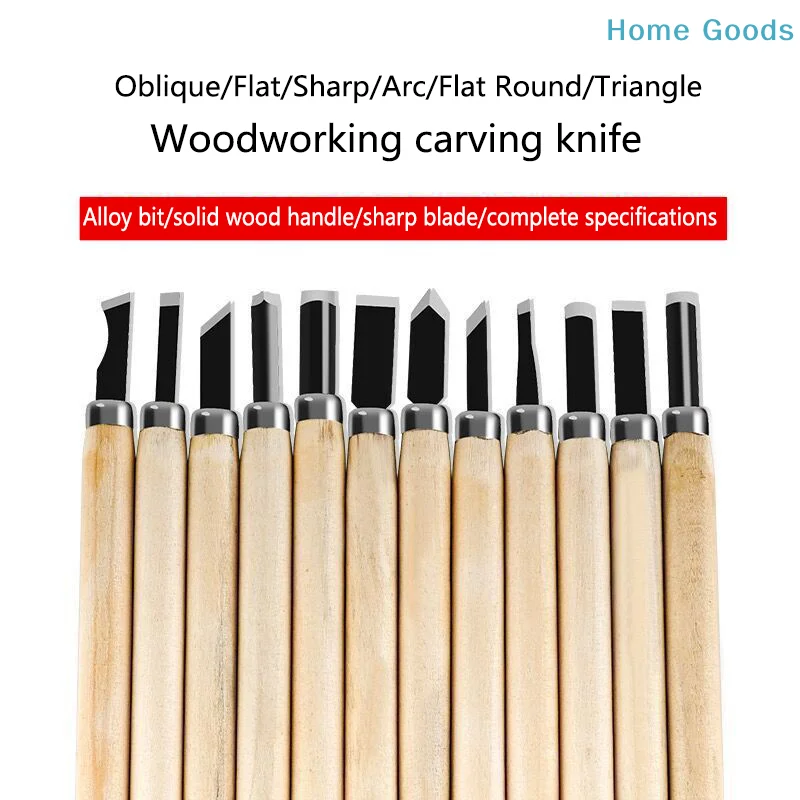 12pcHandmade woodworking carving Wood Carving Chisels Set For Basic Cutting&Detailed Woodworking DIY Hand Tools Gouges Knife Kit