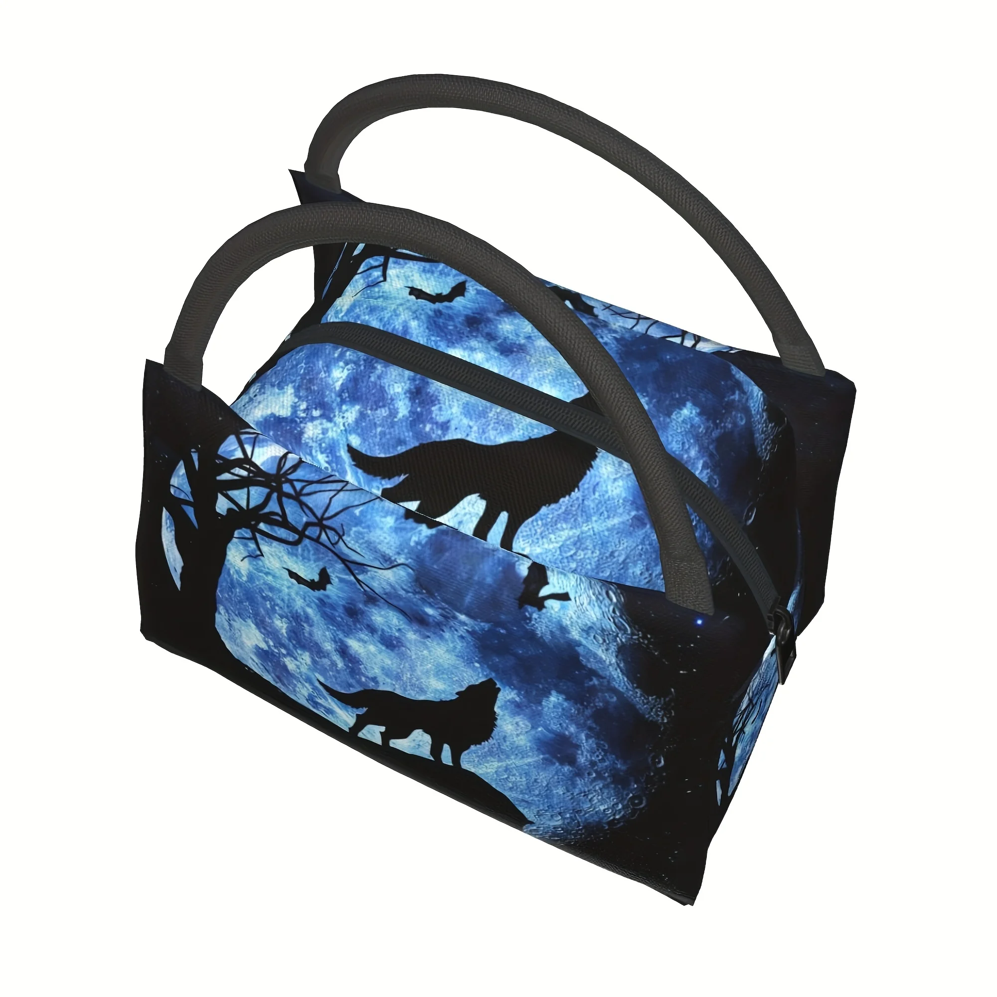 قطعة واحدة من نمط الذئب تحت القمر، حقيبة مبردة محمولة وقابلة لإعادة الاستخدام، حقيبة غداء معزولة، يجب اقتناؤها للتخييم على الشواطئ