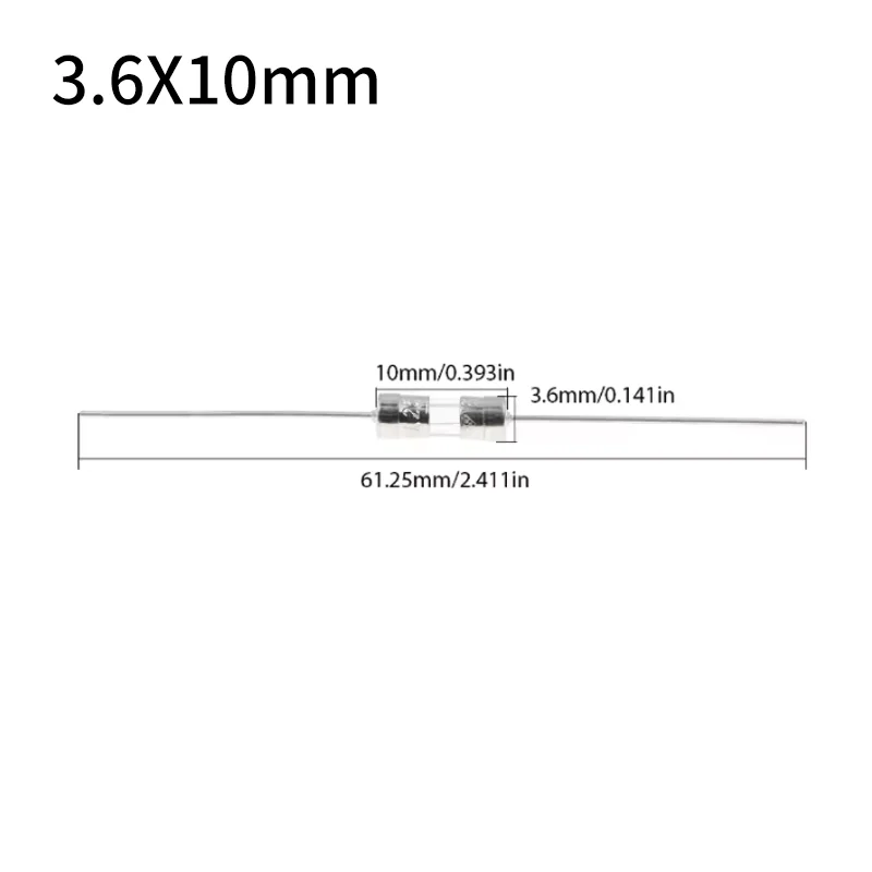 20PCS Glass Tube Fuse 250V Fast Blow 3.6×10mm 5×20mm With Pin 0.5A 1A 1.5A 2A 3A 5A 6.3A 8A 10A 15A Quick Acting Fuses