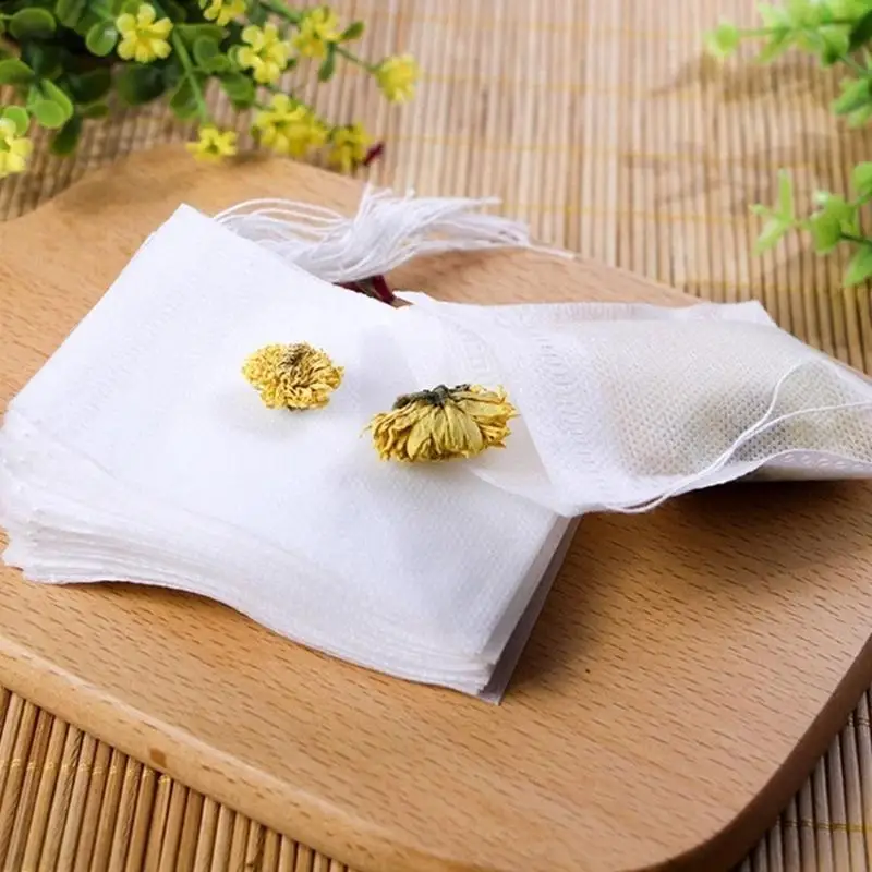 Image 3: Sachets thé vides avec cordon serrage, 100 pièces, parfaits pour préparer du thé du café Q5WC