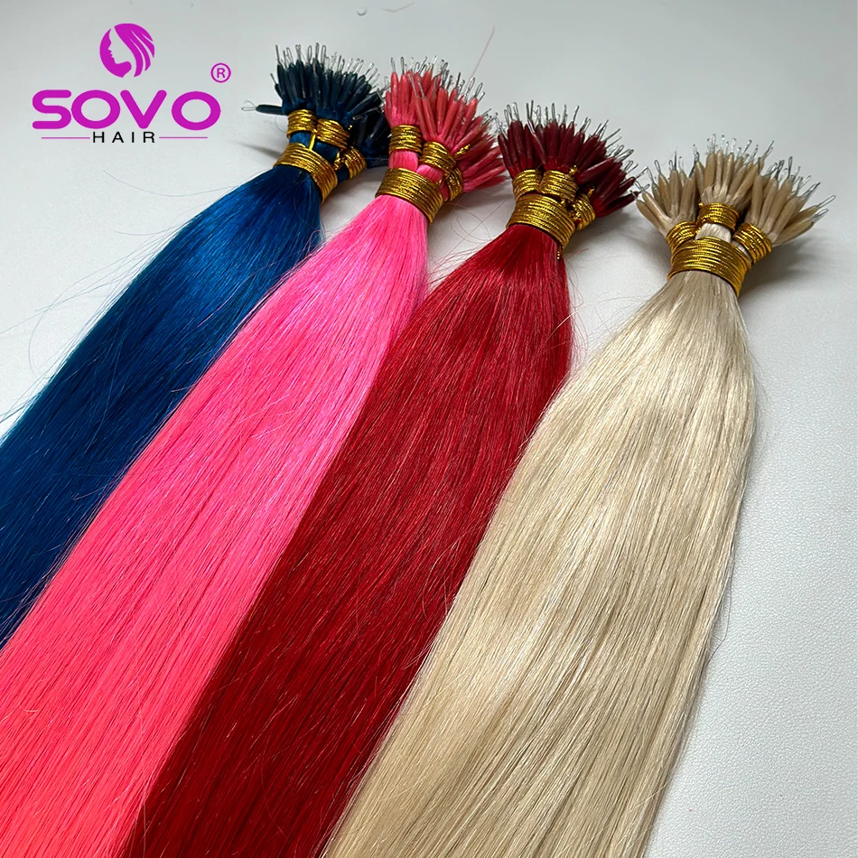 Nano Ring Human Hair Extensions Straight Remy Micro Beads Ring Hair Extension 1.0g/Strand 20