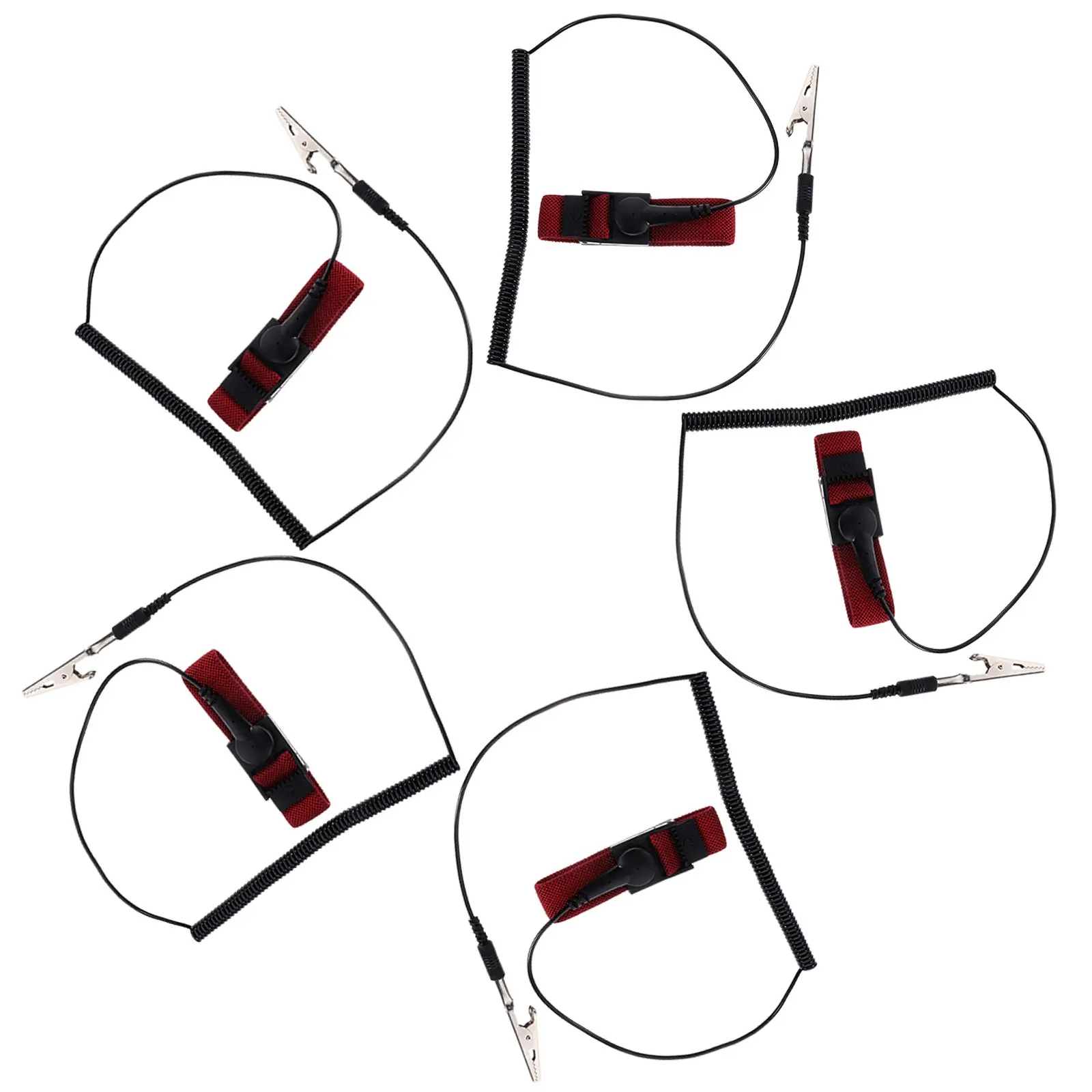 5Pcs Anti Static Wrist Strap Adjustable Esd Grounding Wristband for Computer Repair Electronics Hardware Installation Memory GPU