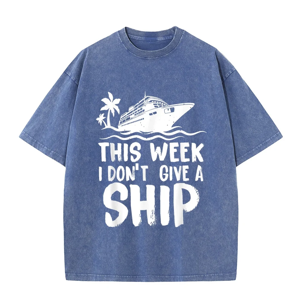 This Week I Don't Give a Ship Cruise Trip Vacation funny T-Shirt Oversize Man China Online Store Comfy Unisex Tee Cat Lover
