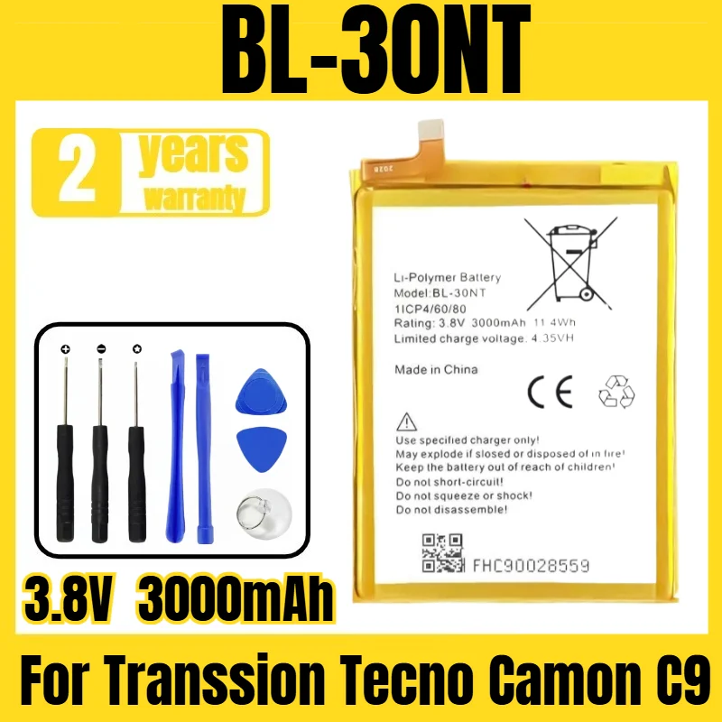 

BL-30NT Transsion mobile phone battery,suitable for Transsion Tecno Camon C9 battery,new large-capacity tool 3.8V 3000mAh