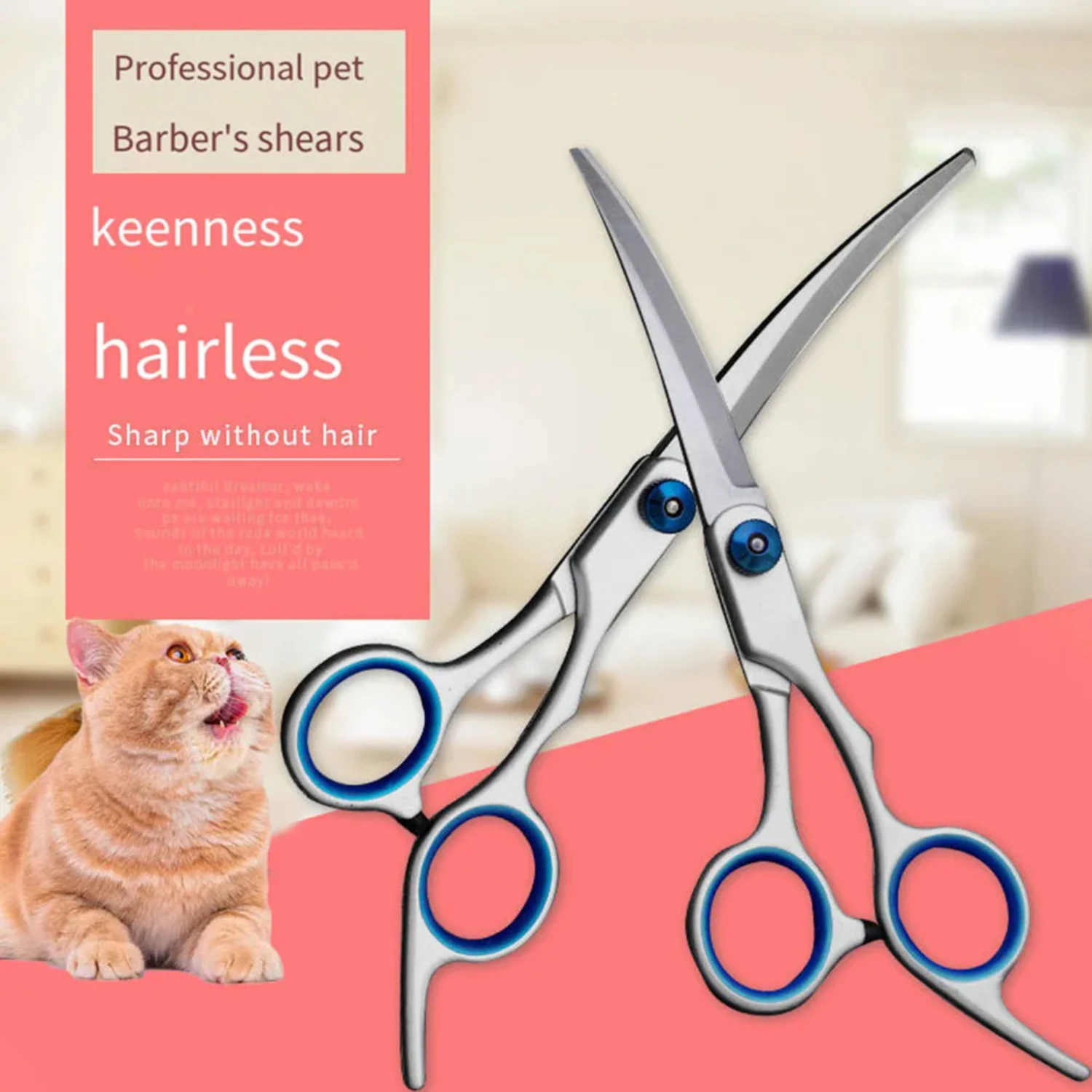 Safety Pet Hair Cutting Scissors Round  Curved Pet Scissors Dog Grooming Scissors Animal Cutting Feet Ear Eye Hair Trimming