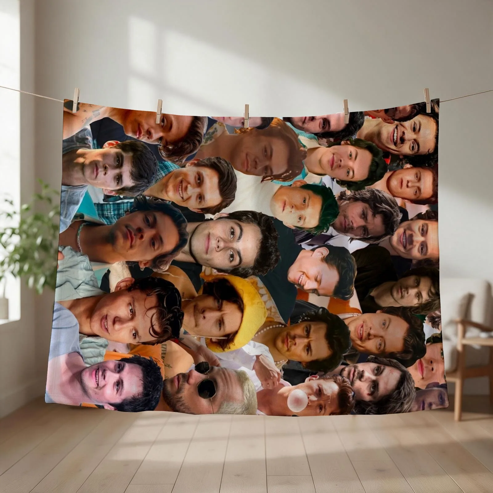 Renae Custom Photo Collage Throw Blanket Designers Thermal Comforter Plaid on the sofa Blankets