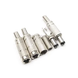 5PCS High Current Metal Male and Female Plug Socket Interface 5.5x2.1mm 5.5*2.5mm Circular Hole DC Port Welding Wire Type